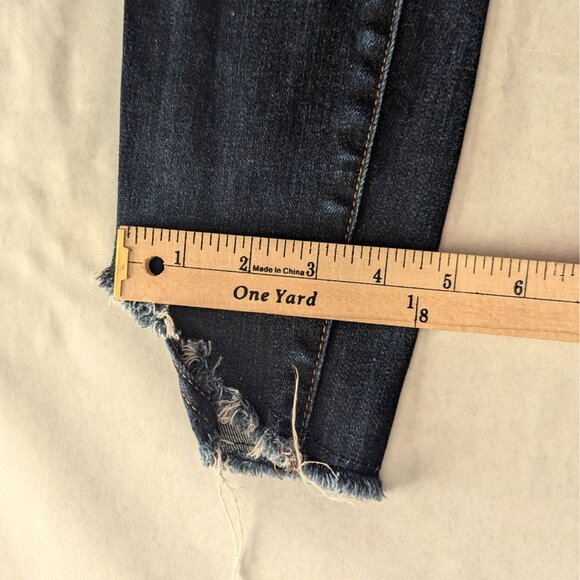 7 For All Mankind Ankle Skinny Jeans 24 Distressed Hem Dark Wash - Picture 10 of 11